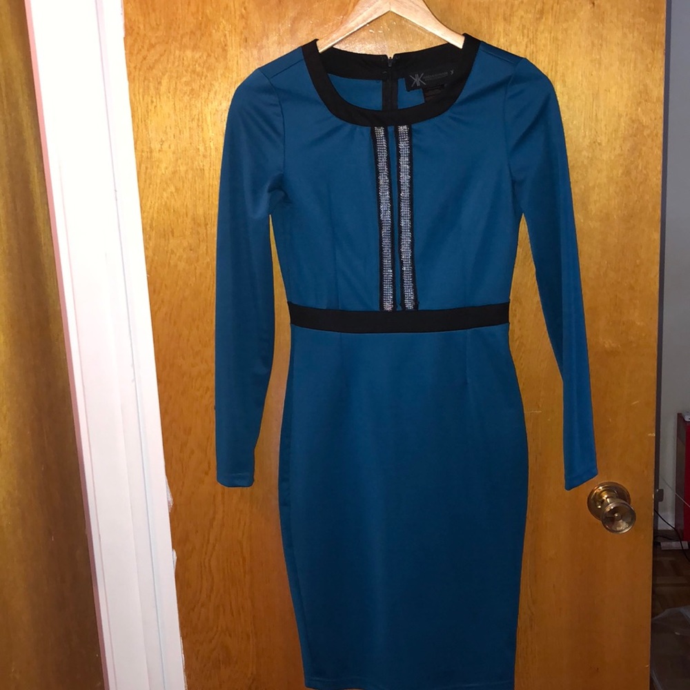 Kardashian Kollection teal midi dress